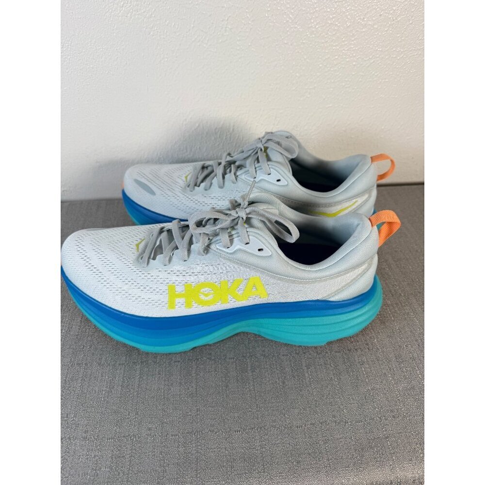 Hoka One One Bondi 8 Mens 11.5 D Ice Flow Bit Of Blue Running Shoes Walking New - Picture 2 of 14